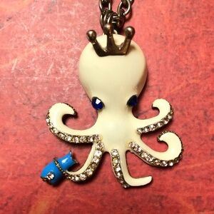Betsey Johnson Cream and Blue Octopus Necklace
